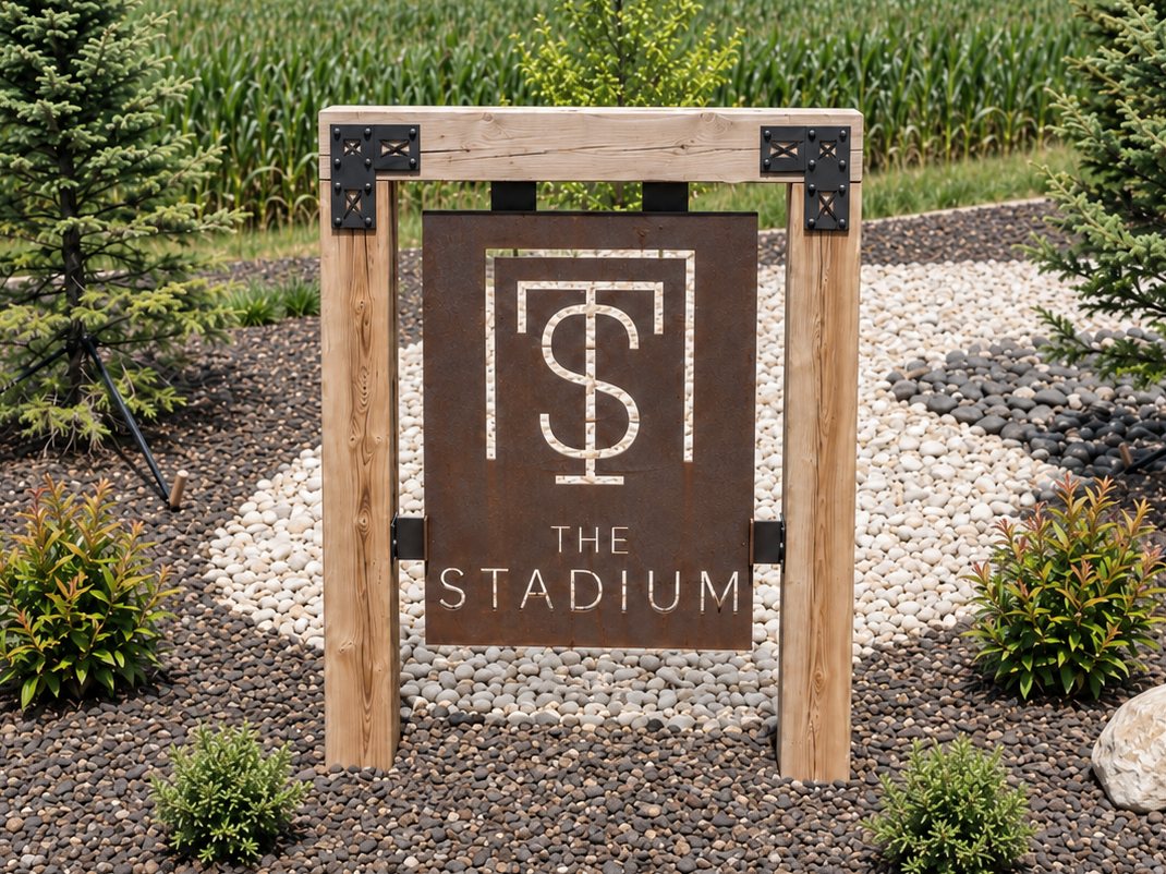 The Stadium entrance sign